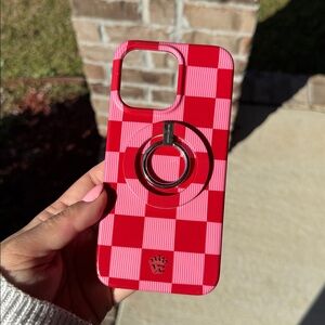 Velvet Caviar Red and Pink Checkered Phone Case